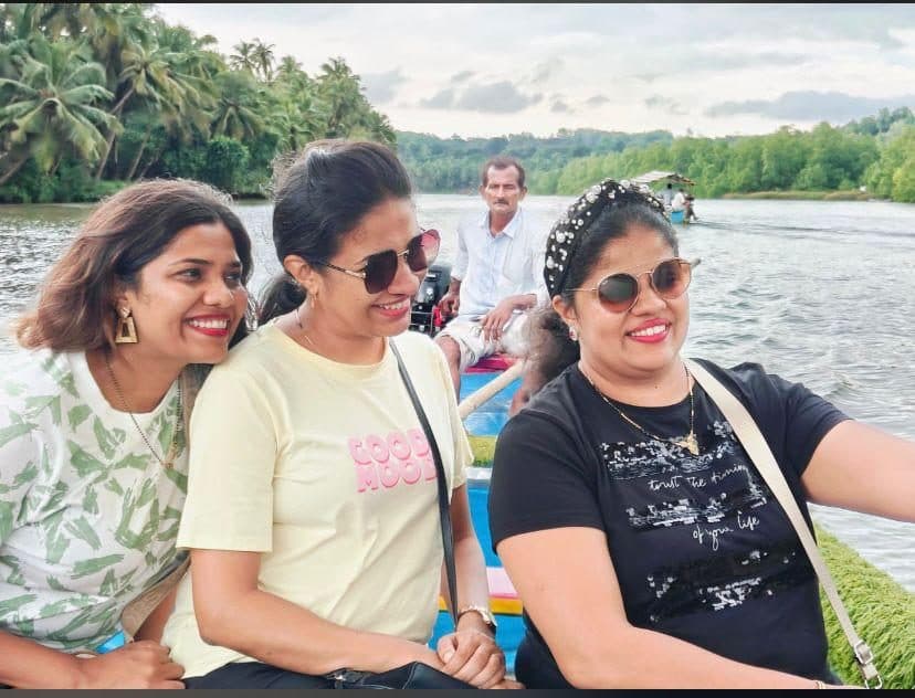 Guests smiling on a backwater boat ride