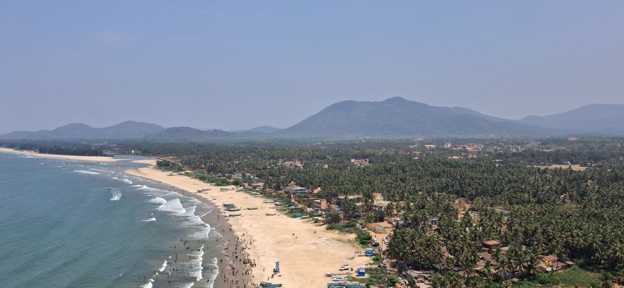 Murudeshwar beach and hills seen from the temple tower